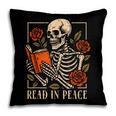 Read In Peace Skeleton Reading Book Halloween Teacher Pillowcase