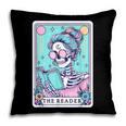 The Reader Retro Reading Skeleton Books Flowers Tarot Card Pillowcase