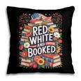 Retro Floral Red & Booked Library Reading 4th Of July Pillowcase