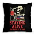 Staying Alive One Book At A Time Skeleton Reading Librarian Pillowcase