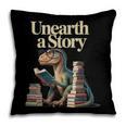 Unearth A Story Dinosaur Reading a Library Book Pillowcase