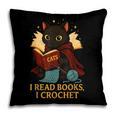 Wizard Cat Reading a Book While Crocheting Pillowcase