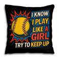 Women's Girls Softball Play Like A Girl Comic Book Pop Art Pillowcase Women's Girls Softball Play Like A Girl Comic Book Pop Art Pillowcase