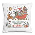 Book Lovers Winter Sleighing Through Stories Tee Premium Tri-Blend Pillowcase
