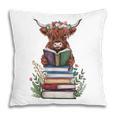 Cute Highland Cow With Book Floral Bookworm Librarian Book Pillowcase