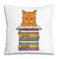 Cute Orange Tabby Cat Reading On Pile Of Books Pillowcase