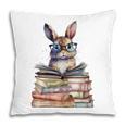 Cute Reading Bunny With Glasses Books Bookworm Reader Book Premium Tri-Blend Pillowcase