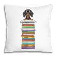 Cute Wiener Dog Dachshund Reading On Pile Of Books Pillowcase Cute Wiener Dog Dachshund Reading On Pile Of Books Pillowcase