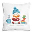 Cute Winter Cozy Snowman Reading Book Lovers Xmas Snowman Pillowcase