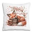 Fox And Book Lover Graphic For Women And Spring Pink Flower Pillowcase