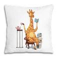 Giraffe Reading Tea Books Coffee Book Lover Graphic Pillowcase