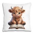 Highland Cow Reading Book Bookworm Pillowcase