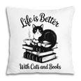 Life Is Better With Cats & Books Tuxedo Cat Mom Women Pillowcase