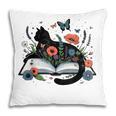 Retro Cute Cat Floral Book Librarian Vintage Floral Cat Book Pillowcase