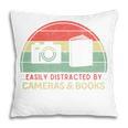 Retro Easily Distracted By Cameras & Books Photography Pillowcase