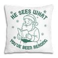 He Sees What You'Ve Been Reading Christmas Bookish Santa Premium Tri-Blend Pillowcase He Sees What You'Ve Been Reading Christmas Bookish Santa Premium Tri-Blend Pillowcase