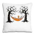 Skeleton Reading Book In Hammock Halloween Reader Pillowcase