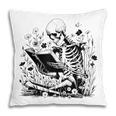 Skeleton Skull Halloween Book Reading Books Lover Teacher Pillowcase