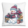 Snowman Reading Book Lovers Christmas Bookworm Librarian Pillowcase