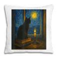 Van Gogh Starry Night Art Cat And Book Lovers Pillowcase