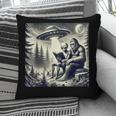 Bigfoot With Alien Reading A Book Bigfoot And UFO Pillowcase