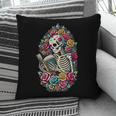 Book Lover Skeleton Reading With Dia De Los Muertos Flowers Pillowcase