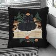 Cat On Open Book Mushrooms Ferns Dark Academia Pillowcase