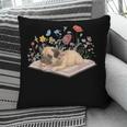 Color Floral Cute Pug Dog On Book Reading Bookworm Reader Pillowcase