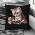 Cute Kitten Bookworm Adorable Cat With Glasses Reading Book Pillowcase