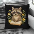 Cute Raccoon Reading Book Flowers Floral Pillowcase