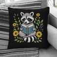 Cute Raccoon Reading Book Flowers Pillowcase