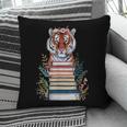 Cute Tiger With Book Floral Bookworm Librarian Book Lover Pillowcase