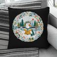 Duck Wilderness Book Reading Illustration Floral Pillowcase