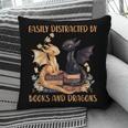 Easily Distracted By Books & Dragons Librarian Book Lover Pillowcase