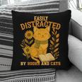 Easily Distracted By Cats And Books Cute Cat Book Lover Pillowcase