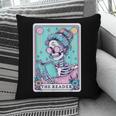 The Reader Retro Reading Skeleton Books Flowers Tarot Card Pillowcase