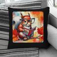 Squirrel Reading Comic Book On Autumn Branch Glasses Leaves Pillowcase Squirrel Reading Comic Book On Autumn Branch Glasses Leaves Pillowcase