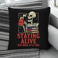 Staying Alive One Book At A Time Skeleton Reading Librarian Pillowcase