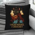 Wizard Cat Reading a Book While Crocheting Pillowcase