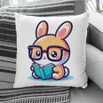 Adorable Book Lover Rabbit With Reading Glasses Cute Premium Pillowcase