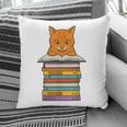 Cute Orange Tabby Cat Reading On Pile Of Books Pillowcase