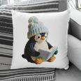 Cute Penguin Reading Book Faux-Crochet Print Pillowcase