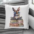 Cute Reading Bunny With Glasses Books Bookworm Reader Book Premium Tri-Blend Pillowcase