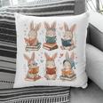 Cute Teacher Bunny Rabbit Reading Easter Bunnies Book Lovers Pillowcase