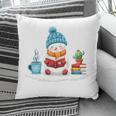 Cute Winter Cozy Snowman Reading Book Lovers Xmas Snowman Pillowcase