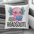 Readsolotl Cute Axolotl Reading Book Kawaii Pink Aesthetic Pillowcase