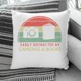 Retro Easily Distracted By Cameras & Books Photography Pillowcase