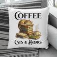 Sleeping Cat And Books With Coffee Lover Pillowcase