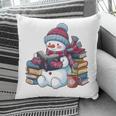 Snowman Reading Book Lovers Christmas Bookworm Librarian Pillowcase
