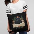Cat On Open Book Mushrooms Ferns Dark Academia Pillowcase